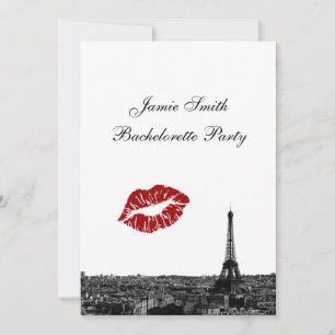 Invitación Paris Francia Silueta Besos #1 BW V Despedida de s