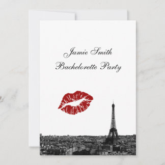 Invitación Paris Francia Silueta Besos #1 BW V Despedida de s