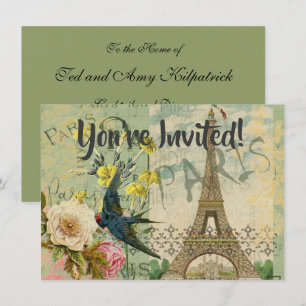Invitación París Francia Viaje Viaje Viejo Pintura de Arte An