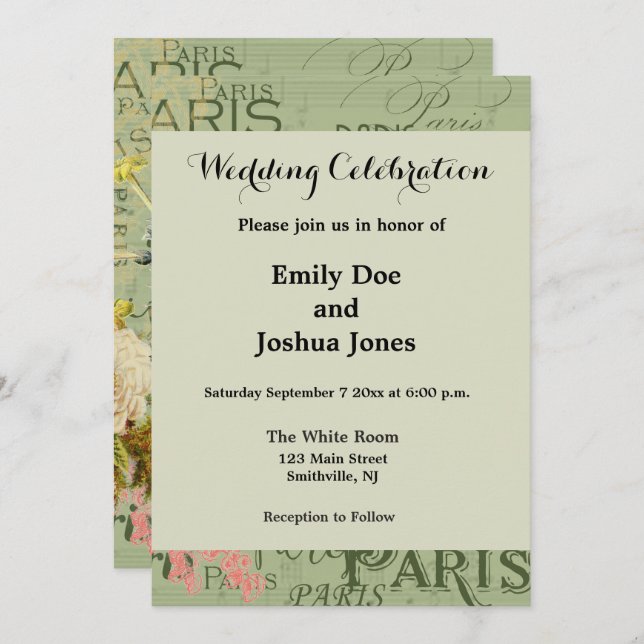 Invitación París Francia Viaje Viaje Viejo Pintura de Arte An (Anverso / Reverso)