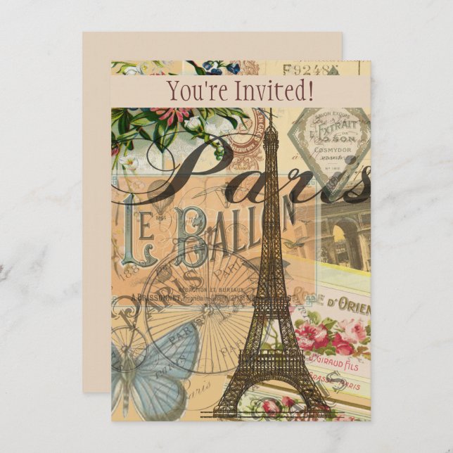 Invitación París Francia Viajes de arte colorido (Anverso / Reverso)
