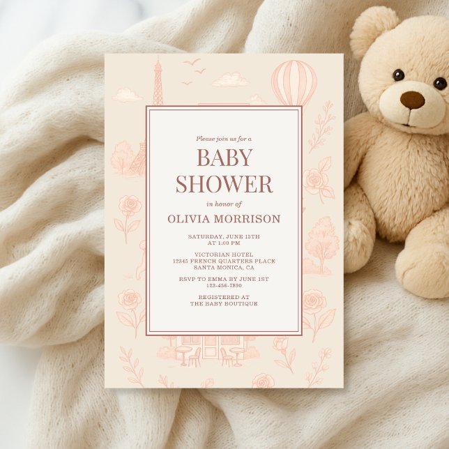 Invitación Paris French Toile Baby Shower (Subido por el creador)