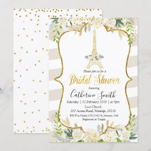 Invitación Paris Pastel White Romantic Bridal Shower