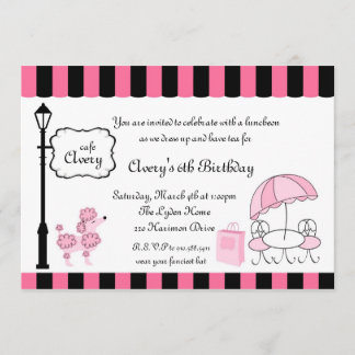 Invitación Paris Pink Poodle Eiffle Té fiesta novia