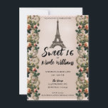 Invitación Paris Pink Rose Vines Eiffel Tower Sweet 16<br><div class="desc">Rellene con su información.</div>