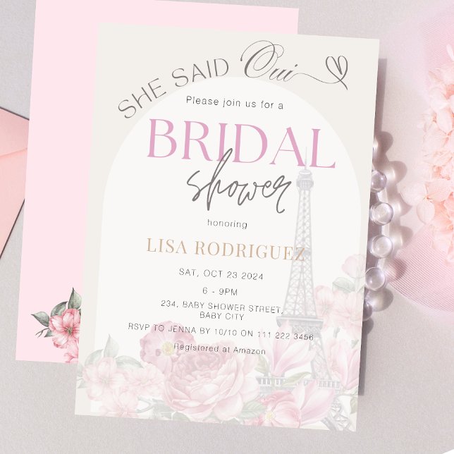 Invitación Paris She Said Oui France Bridal Shower (She Said Oui Paris France Bridal Shower Invitation)