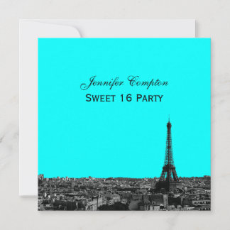 Invitación Paris Skyline Grabado DIY BG Color SQ Dulces 16
