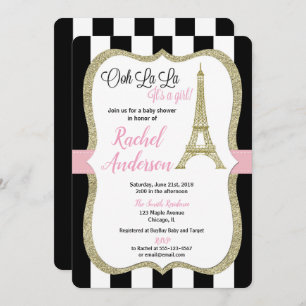Invitación París Torre Eiffel chica invitado a la ducha bebé