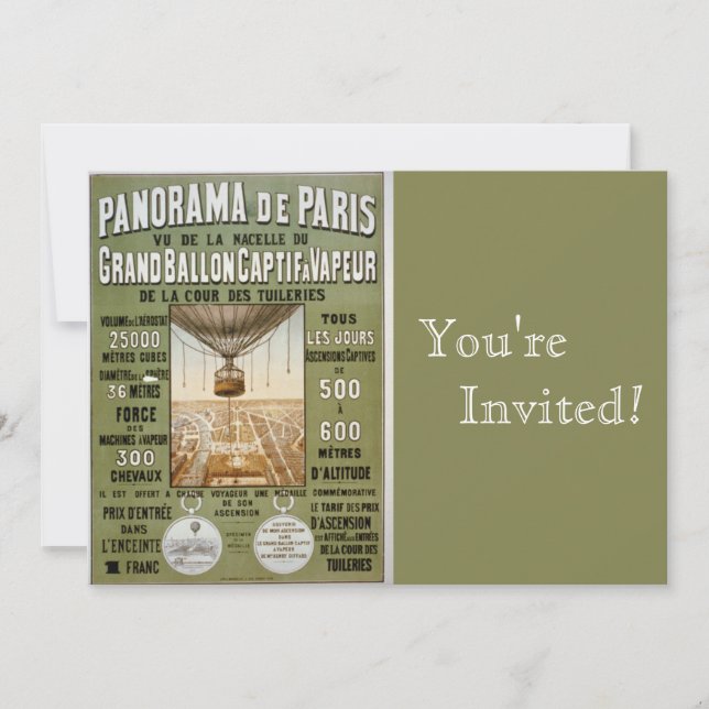Invitación París Vieja| Globo de aire caliente (Anverso)