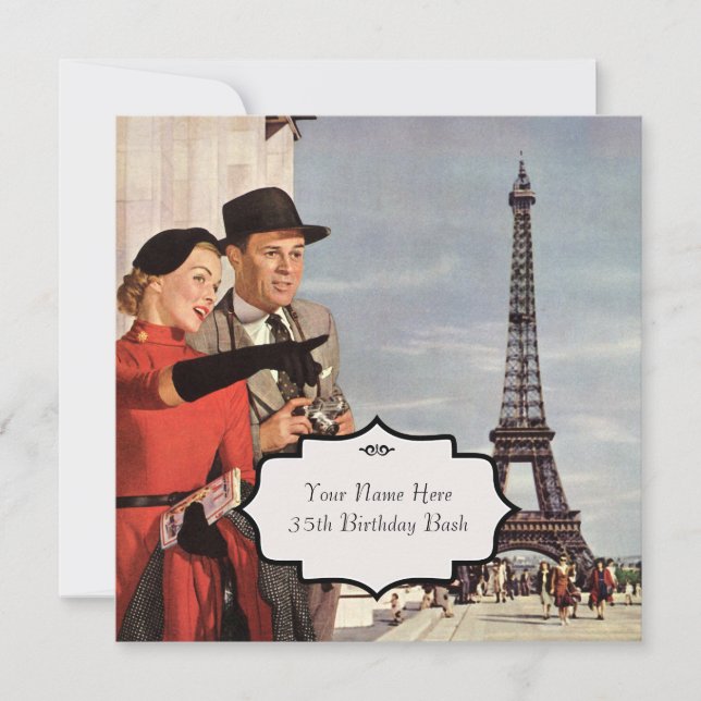 Invitación Paris Vistas Vintage (Anverso)