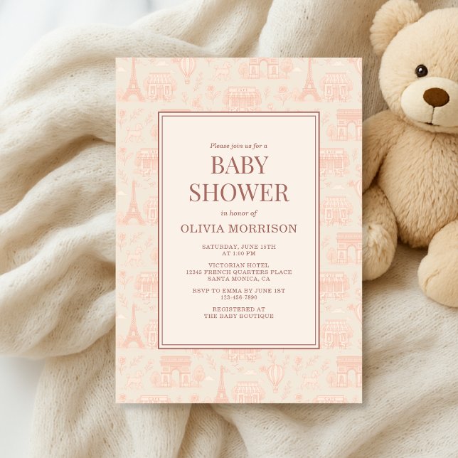 Invitación Parisian French Paris Toile Baby Shower (Subido por el creador)