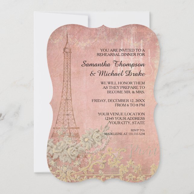 Invitación Parisino Pink Vintage (Reverso)