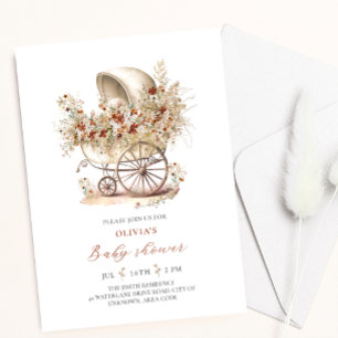 Invitación Parking Baby Shower de actriz de flores silvestres