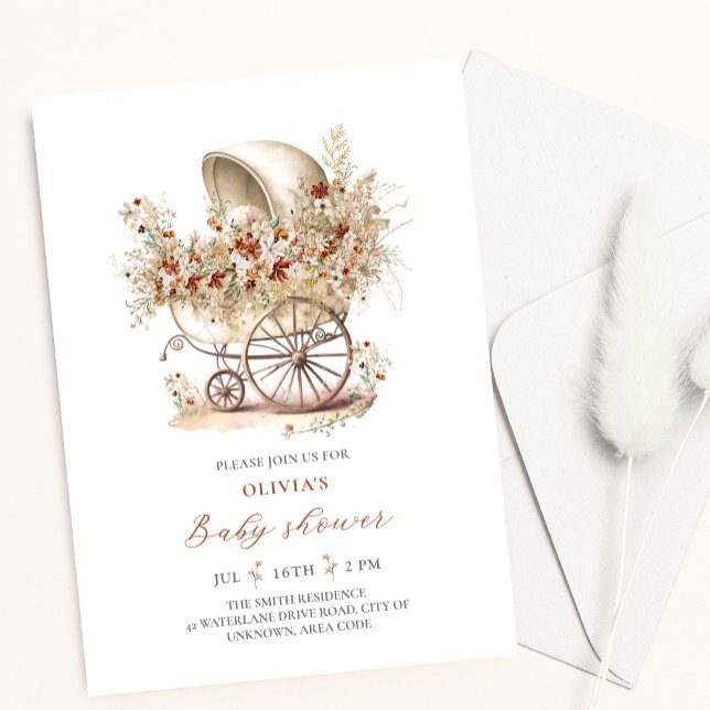 Invitación Parking Baby Shower de actriz de flores silvestres (Subido por el creador)