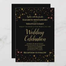 Parkles caprichoso y estrellas de oro en Boda negr