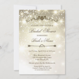 Invitación Parkles Purpurina de oro - Ducha nupcial