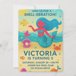 Invitación Parkly Under Sea Mermaid Birthday Party