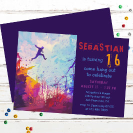 Invitación Parkour Urban Free Running Adolescente 16 cumpleañ