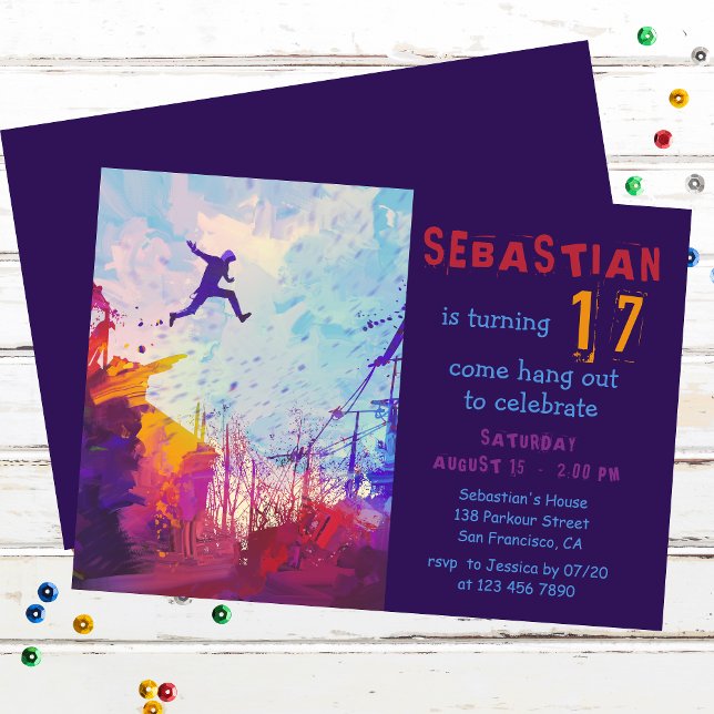 Invitación Parkour Urban Free Running Adolescente 17 cumpleañ (Subido por el creador)