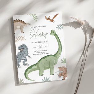 Invitación ¡Paro, Chomp y Roar! Dinosaurios Cumpleaños
