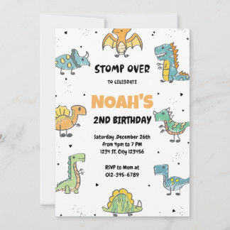 Invitación ¡Paro, Chomp y Roar! Fiesta de cumpleaños de los d