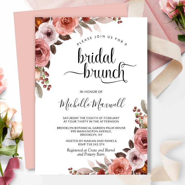 Invitación Paro de moda en Rosa, Brunch de novia floral (Subido por el creador)