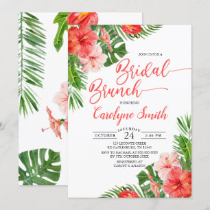 Invitación Paro floral de color de agua Brunch tropical de no