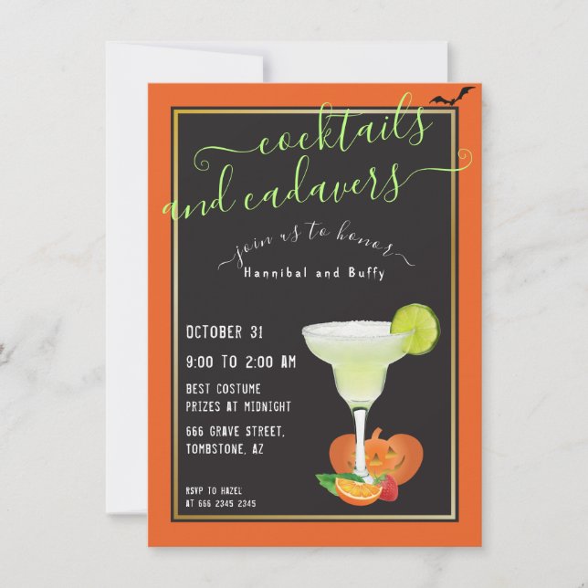Invitación Parodia de Halloween de cócteles y Cadavers (Anverso)
