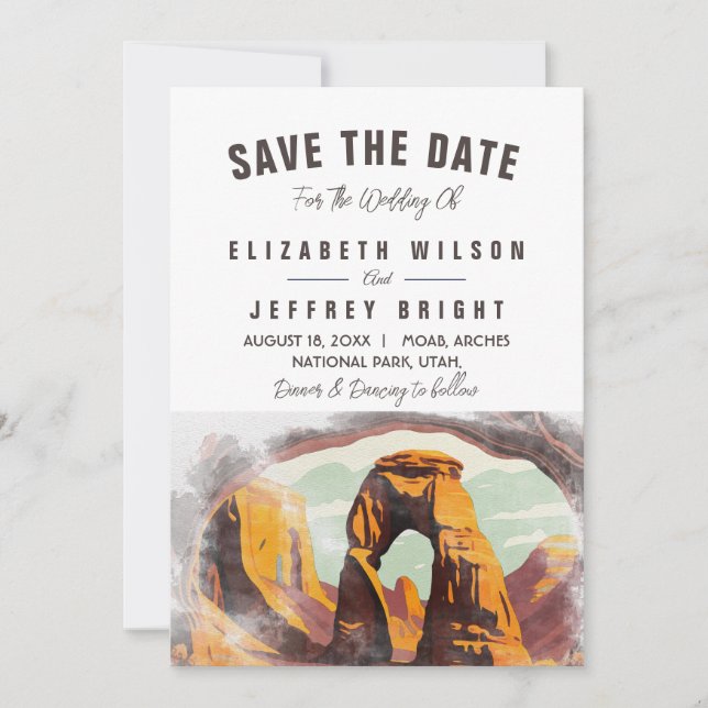 Invitación Parque acuático Moab Arches Utah Save the Date (Anverso)