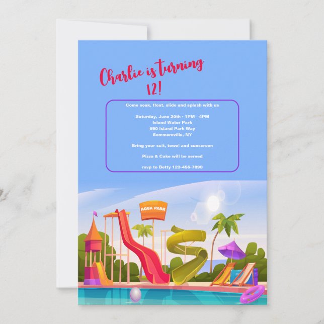 Invitación Parque Aqua (Anverso)