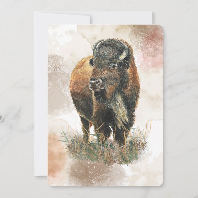 Invitación Parque de Animales Silvestres Bisonte de Búfalo Di (Anverso)