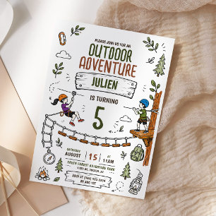 Invitación Parque de aventuras al aire libre cumpleaños para 