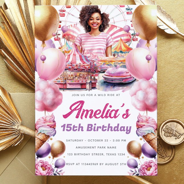 Invitación Parque de diversiones African American Birthday (Subido por el creador)