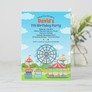 Invitación Parque de diversiones Funfair Chilthday Fiesta