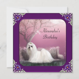 Invitación Parque de Flor de Cerezo y Maltés Marco Púrpura