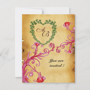 Invitación Parque de MONOGRAM MAGIC BERRIES SHAMROCK HEART