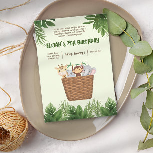 Invitación Parque Infantil Verde Naturaleza Animales Cumpleañ