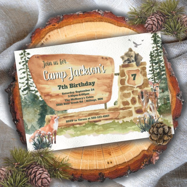 Invitación Parque nacional Camping Woodland Cumpleaños (Subido por el creador)