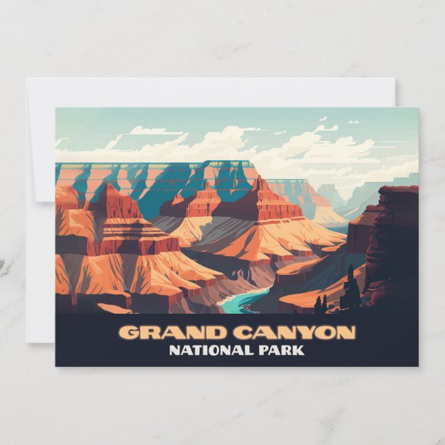 Invitación Parque nacional del Gran Cañón, Arizona Retro (Anverso)