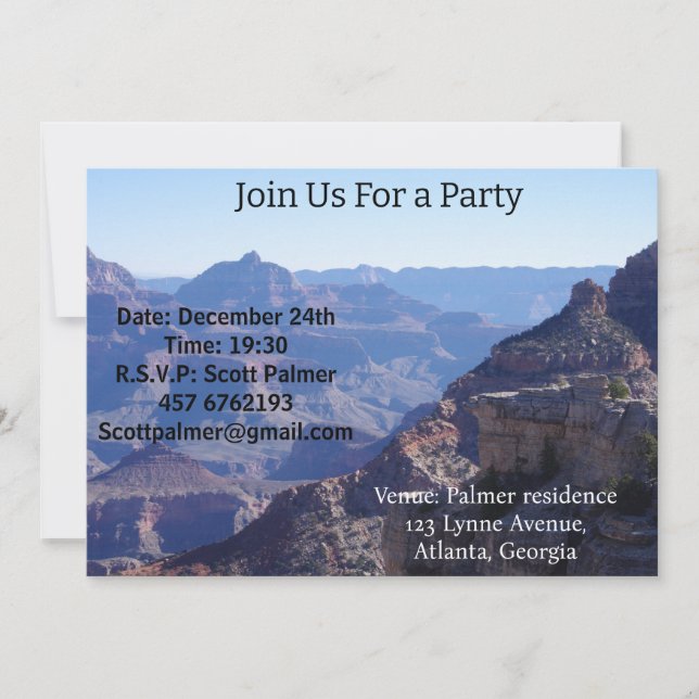 Invitación Parque nacional del Gran Cañón, Rim Sur (Anverso)