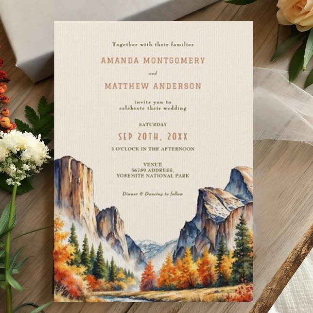 Invitación Parque nacional Yosemite Boda de la Tierra de la A (Subido por el creador)