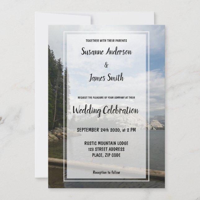 Invitación Parque Nacional Yosemite Boda rústico de montaña (Anverso)