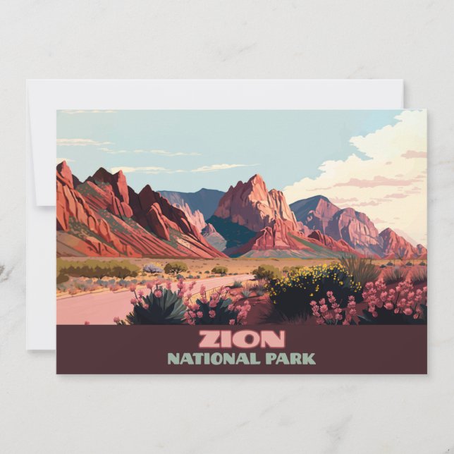 Invitación Parque nacional Zion Montañas Utah (Anverso)