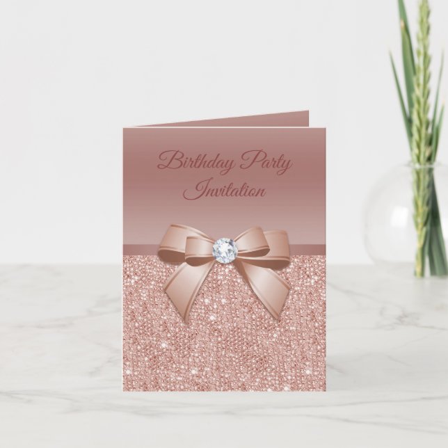Invitación Parques y glamour, fiesta de cumpleaños de oro Ros (Anverso)