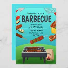 Invitación Parrilla BBQ  Día de campo  Verano  Fiesta