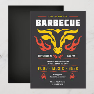 Invitación Parrilla BBQ Pizarra Asado de verano Fiesta