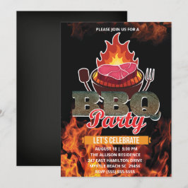 Invitación Parrilla BBQ Pizarra  Día de campo  Verano  Fiesta