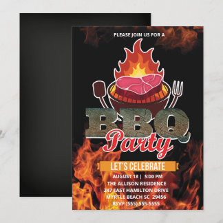 Invitación Parrilla BBQ Pizarra  Día de campo  Verano  Fiesta