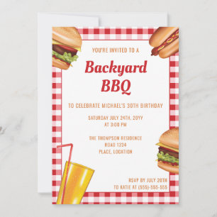 Invitación Parrilla Comida Hamburguesa Perro Caliente BBQ de