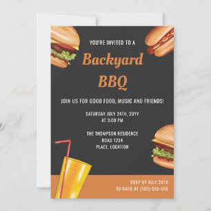 Invitación Parrilla Comida Hamburguesa Perro Caliente Verano